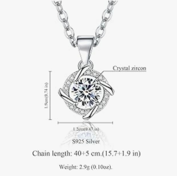 La Raffine S925 Silver Windmill  White Cubic Zirconia Necklace - Picture 3 of 8